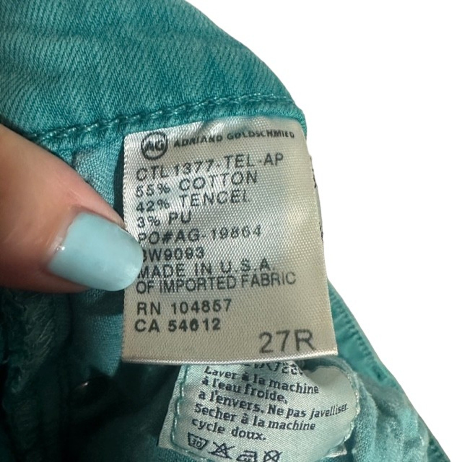 AG Adriano Goldschmied Teal Blue Stevie Ankle Slim Straight Denim Jeans Women 27 thumbnail 11