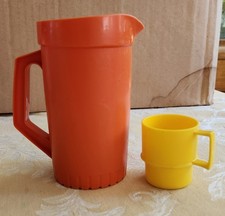 Vintage Tupperware Toys Tuppertoys Mini Pitcher Orange 1399 w/ Stacking Cup