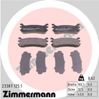 Hinterachse Zimmermann 23387.125.1 Bremsbelagsatz, Scheibenbremse FüR Mazda