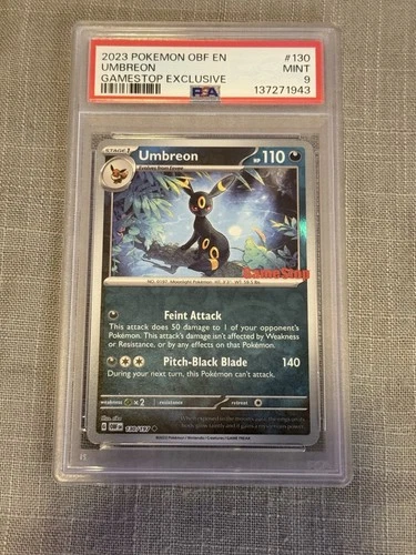 2023 POKEMON OBF EN-OBSIDIAN FLAMES GAMESTOP EXCLUSIVE #130 UMBREON PSA 9