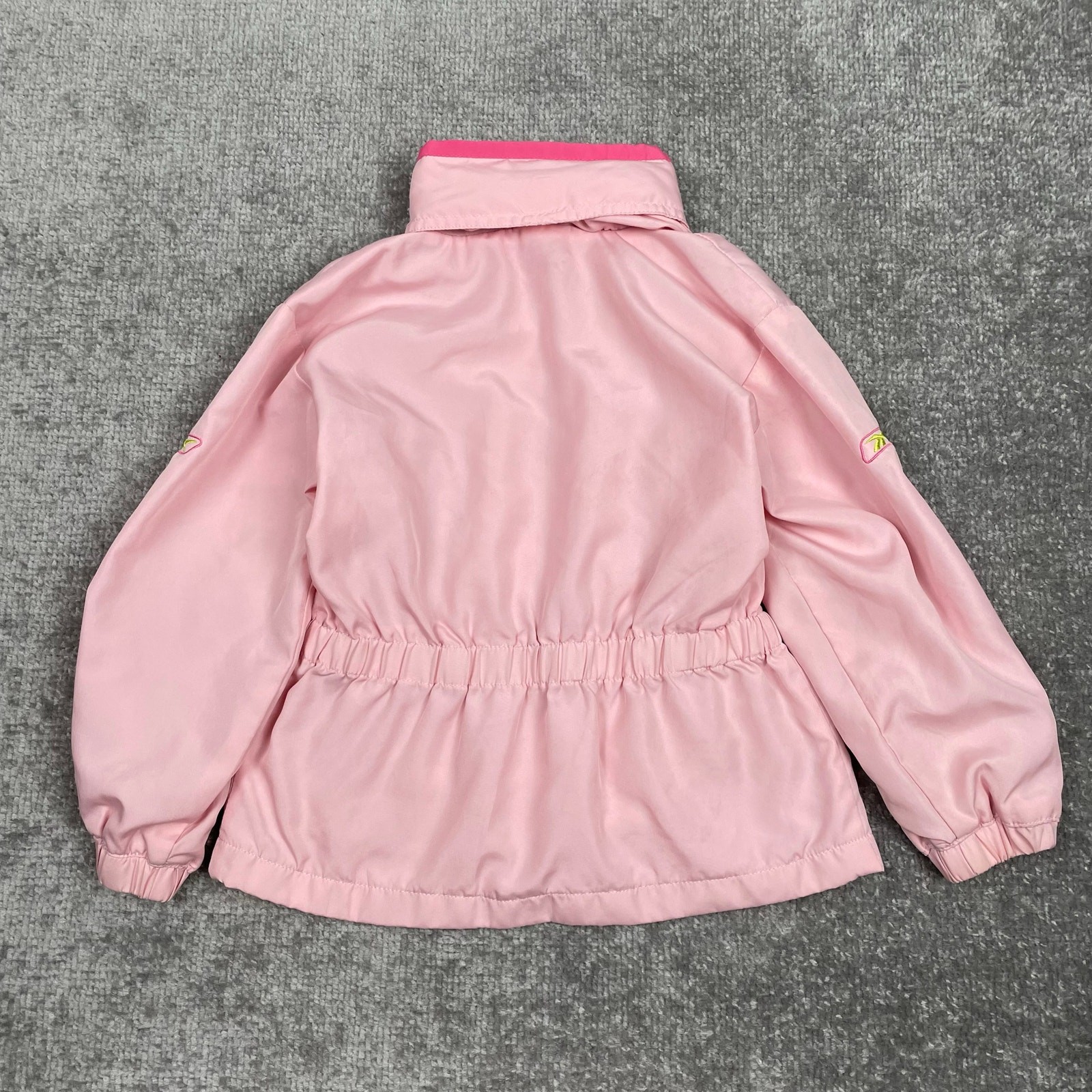 Reebok Toddler Girls Windbreaker Jacket 4T Pink Green Hooded Full Zip Retro y2k thumbnail 4