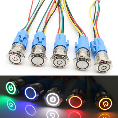 Metall Drucktaster Schalter 16mm 19mm 22mm LED Verriegelung Momentan 12V 24V 220V UK