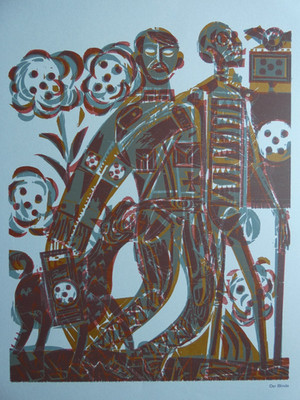 HAP Grieshaber ( 1909, 1981 ) - Der Blinde, Farbholzschnitt 1966