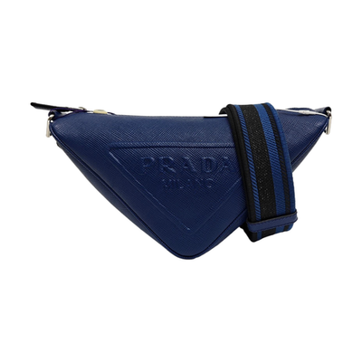 PRADA ネイビー ボディバッグ PRADA Triangle Crossbody bags Leather Blue Free Shipping | Duties