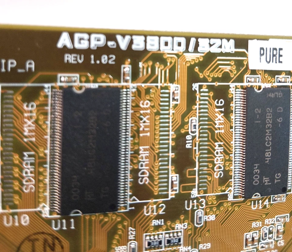 ASUS AGP-V3800 / 32M Graphics Card (Intel i740, 8MB, Retro, 1998) - VINTAGE - Image 3 of 4