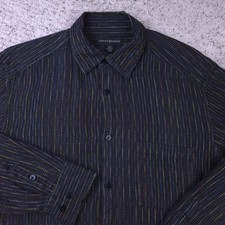 Jhane Barnes Shirt Mens Large Long Sleeve Geometric Stripe Snap Collar Button