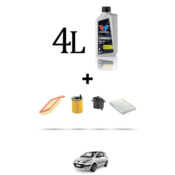 Hoffcar Set Service 4 Filter Und 4L ÖL FüR Peugeot 1007 1.4 HDI 50Kw Von 2005-image