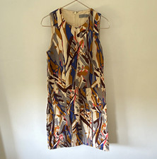 COS Cotton Canvas Shift Dress Sleeveless Round Neck Abstract Pattern Size 36