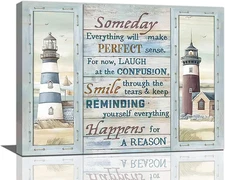 Nautical Lighthouse Wall Art Inspirational Quotes Wall Decor Coastal Theme Pictu