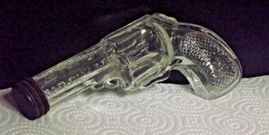 Vintage Clear Glass Candy Container Toy Pistol Revolver With Cap no chips/cracks