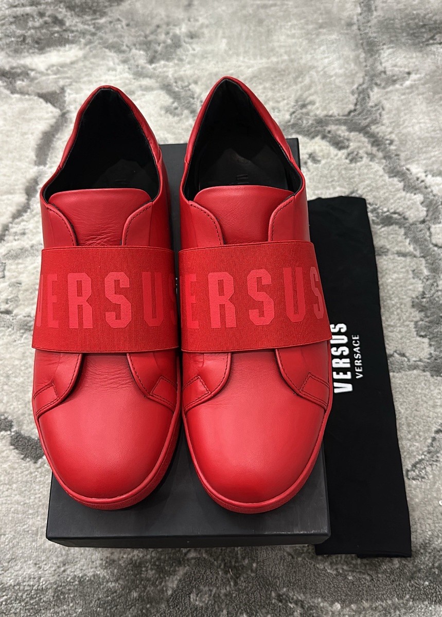 VERSACE ブラック レッド スニーカー SU1470 Authentic Versace Versus Red Leather Mens Sneakers/Trainers US11