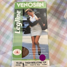 Vintage Venosan 15-20 mmhg Closed Toe Thigh W/ sili Top Stocking beige Sm small