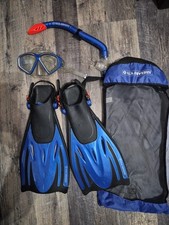 Scuba U.S. Divers Dive Flippers Snorkel Goggles Plus Bag Adult S/M US 4.5-8.5 