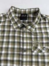 Jack Wolfskin Men s L Green Plaid Short Sleeve Shirt UV Protection