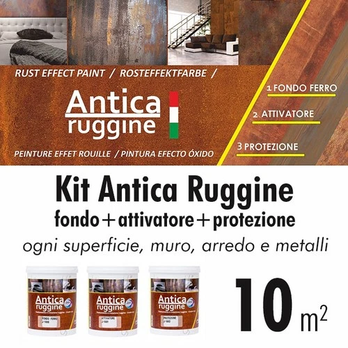 Rust Effect Corten Wall Paint Kit - Activator - Finish 10 M²