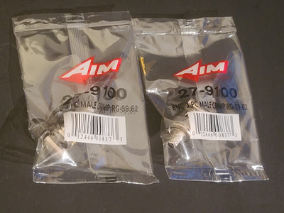 (PACK OF 2) AIM Electronics 27-9100 BNC 3 Pc Male Crimp RG-59, 62