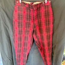 VTG 40/50s Woolrich Wool Hunting Pants Red Plaid Mackinaw Knickers Laced 32x27