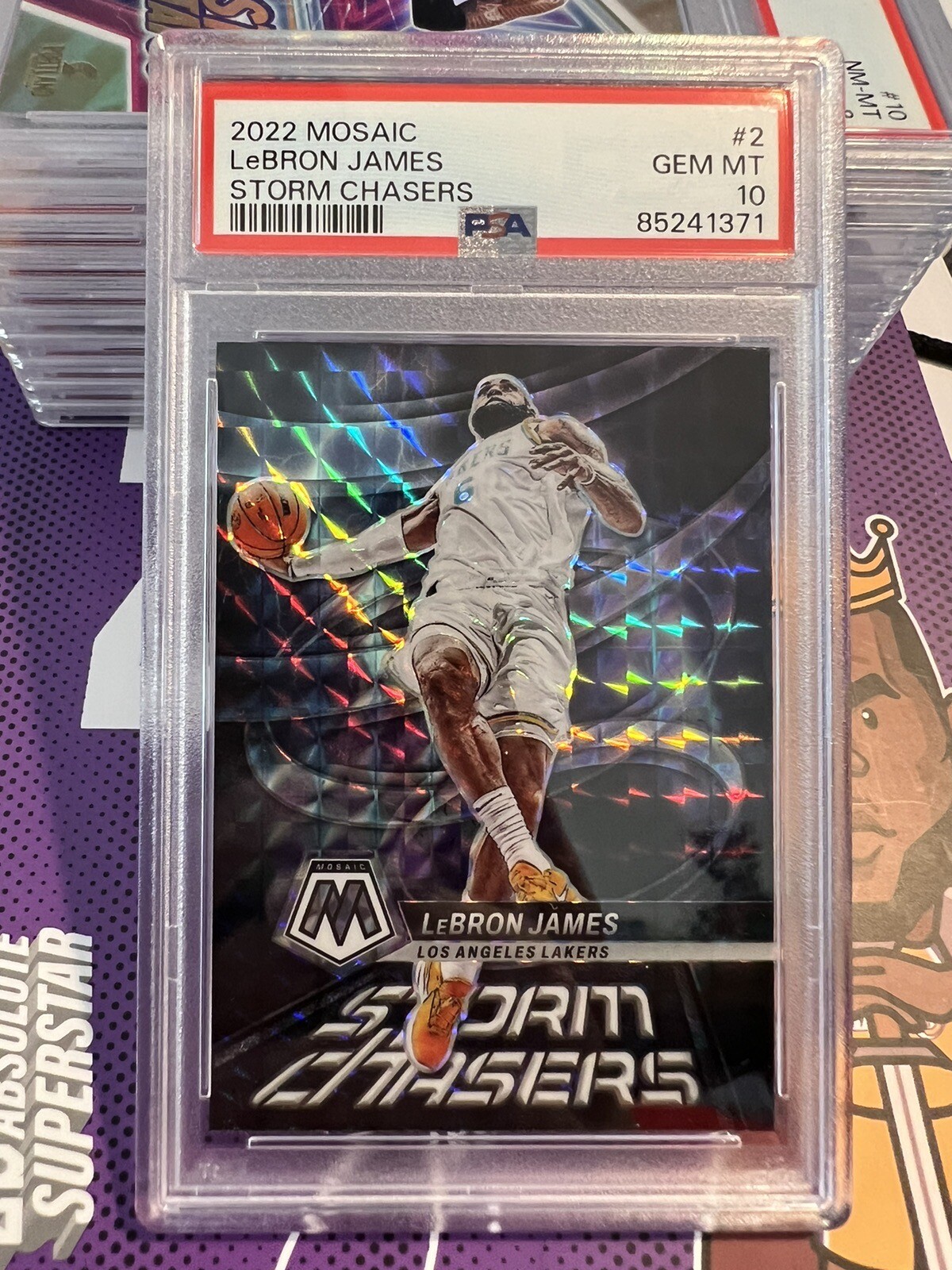 2022-23 Panini Mosaic LeBron James Storm Chasers Case Hit #2 SSP PSA 10 Gem Mint