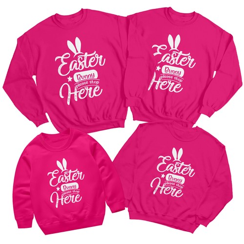 Family Bunny Happy Easter Sweatshirt Jumper Cute Festival Holiday Party #ED - Picture 15 of 27