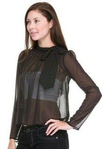 sheer tie neck blouse