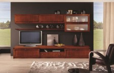 PARETE ATTREZZATA LIBRERIA SOGGIORNO IN LEGNO COLORE NOCE ARTE POVERA