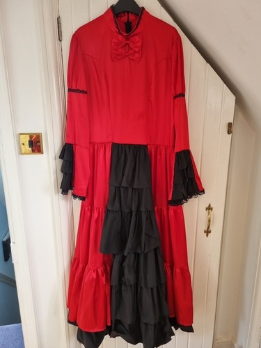 Deluxe Red Black Victorian Vampiress Steampunk Gothic FancyDress Costume Gown XL - Picture 2 of 9