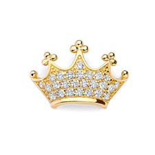 GOLD-14K Yellow Gold Princess CZ Crown or Tiara Charm Pendant For Necklace Chain
