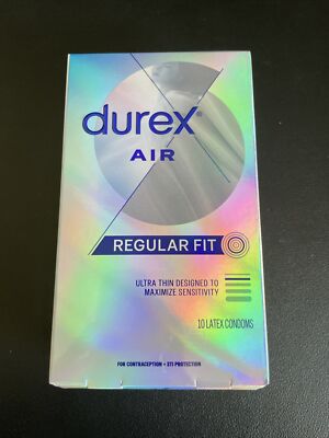 Durex Air Ultra Thin Regular Fit Latex Condoms for Men 10 Count