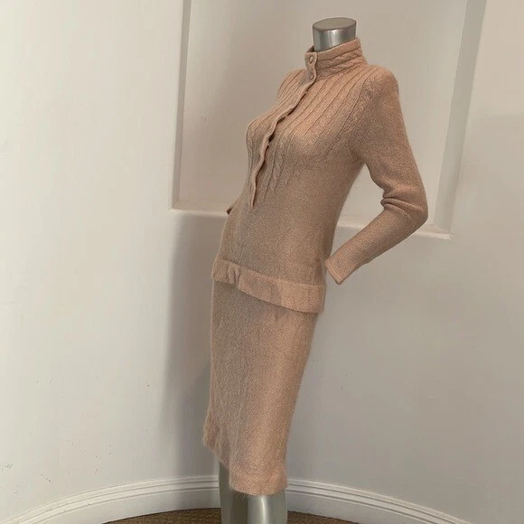 Vestido Suéter Giorgio Grati Vintage Manga Larga Midi Mohair Nylon IT 40 Foto 2 de 4