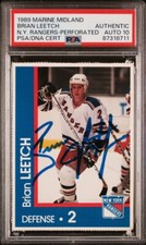 Brian Leetch RC 1989 Marine Midland Rangers Perforated XRC Auto PSA 10 Auto