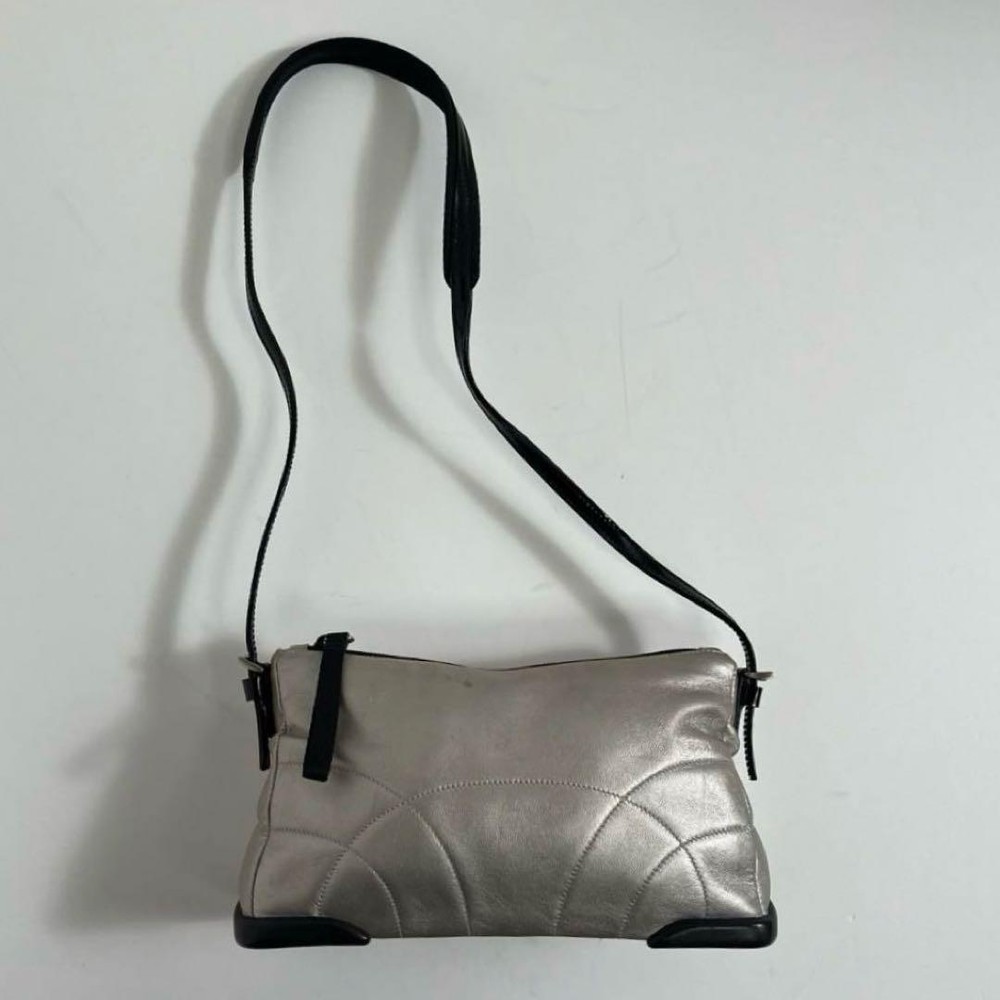 Prada Leather Silver Shoulder Bag
