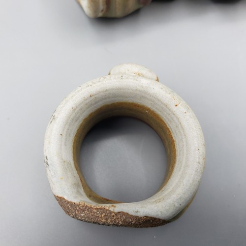 Artisan Handmade Pottery Napkin Rings Stoneware Set of 6 Earth Tones Rustic - Picture 14 of 15