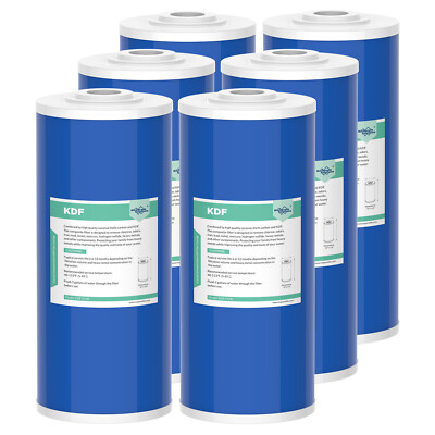 1-6 Pack 10''x4.5'' KDF GAC Whole House Water Softener Filter Heavy Metal Reducing