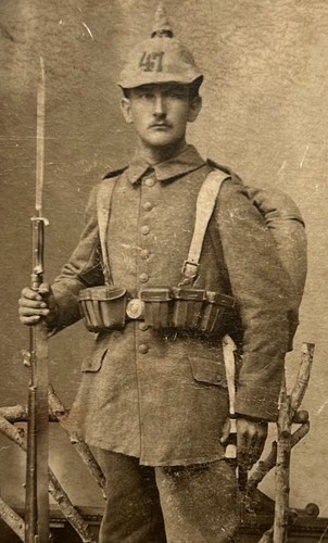 WW1 German Photo of a Soldat in Full Kit w/Rifle + Bayonet ...