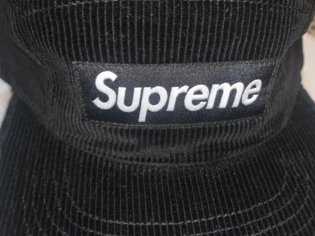 Supreme Corduroy Camp Cap Black New FW16 Original First Box Logo