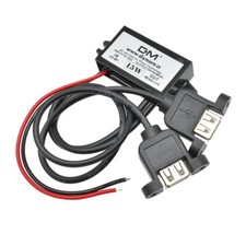 DC-DC 12V to 5V 3A Car Power Converter Adapter Dual USB Female Port Waterproof