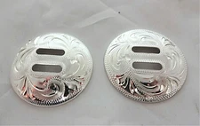 Oakdale Slotted Conchos Silver Plate Hansen Western Gear Horse Tack Saddles Slot
