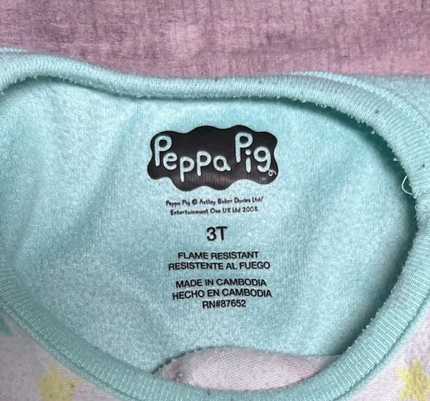 Peppa Pig Toddler Girls Size 3T Pajama Fleece Set 2-Piece Magical Unicorn Aqua - Image 4 of 4