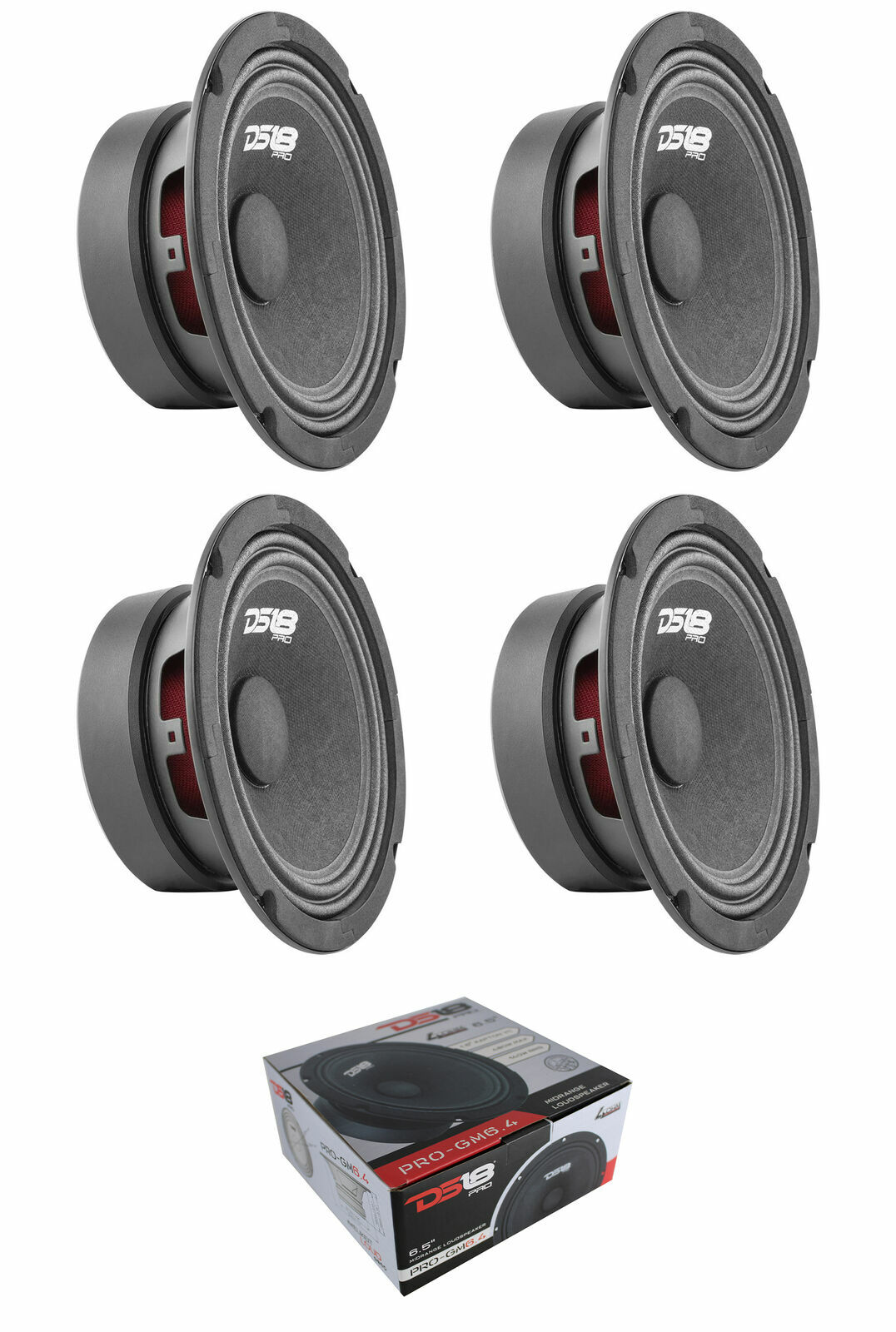 4x DS18 PRO-GM6.4 1920W 6.5 Midrange Loudspeaker 4 Ohm Pro Car Mid Bass Speakers