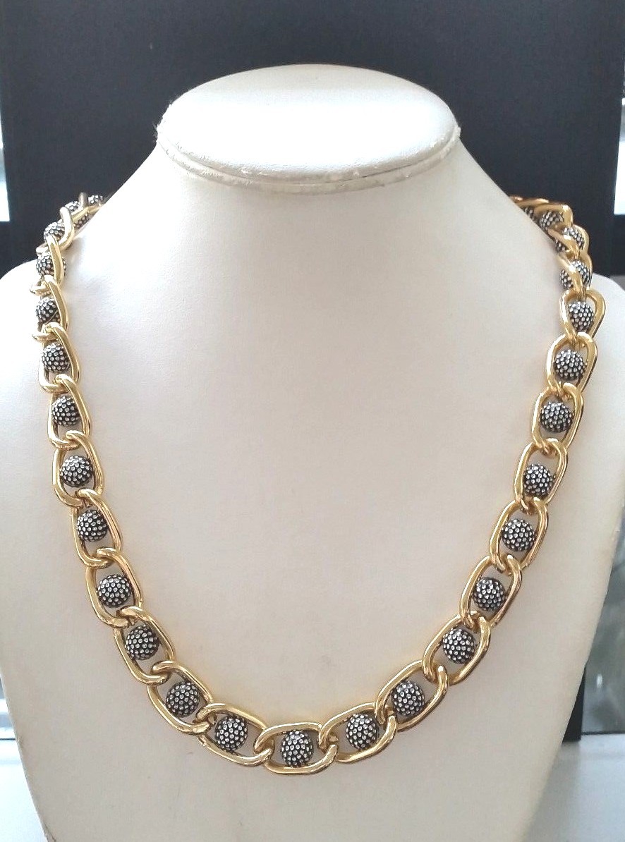 DESIGNER INSPIRED GOLD TONE CRYSTAL BALL TWIST CHAIN