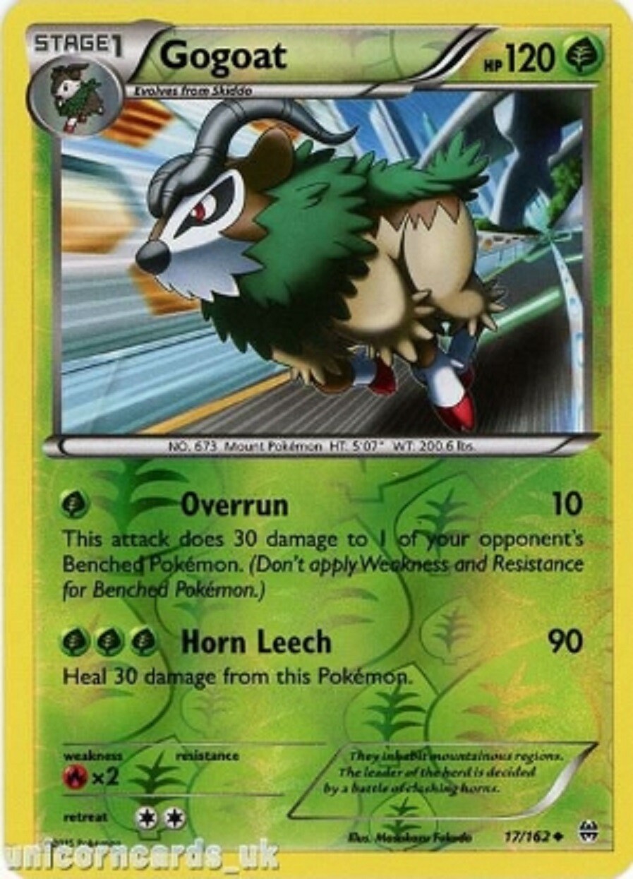 POKEMON CARD REVERSE HOLO GOGOAT 17/162 NO 673 MOUNT POKEMON TCG CCG