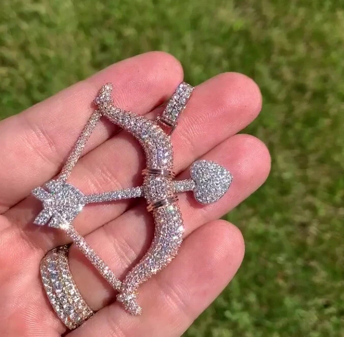 Ciondolo in argento sterling 925 personalizzato freccia cuore bicolore N fioc... - Immagine 2 di 3