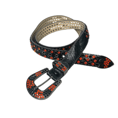 DNA black red snake skin rhinestones belt Size XXXXL western‎ boho DNA-Premium-wear-Men-Red-Snake  main image 2