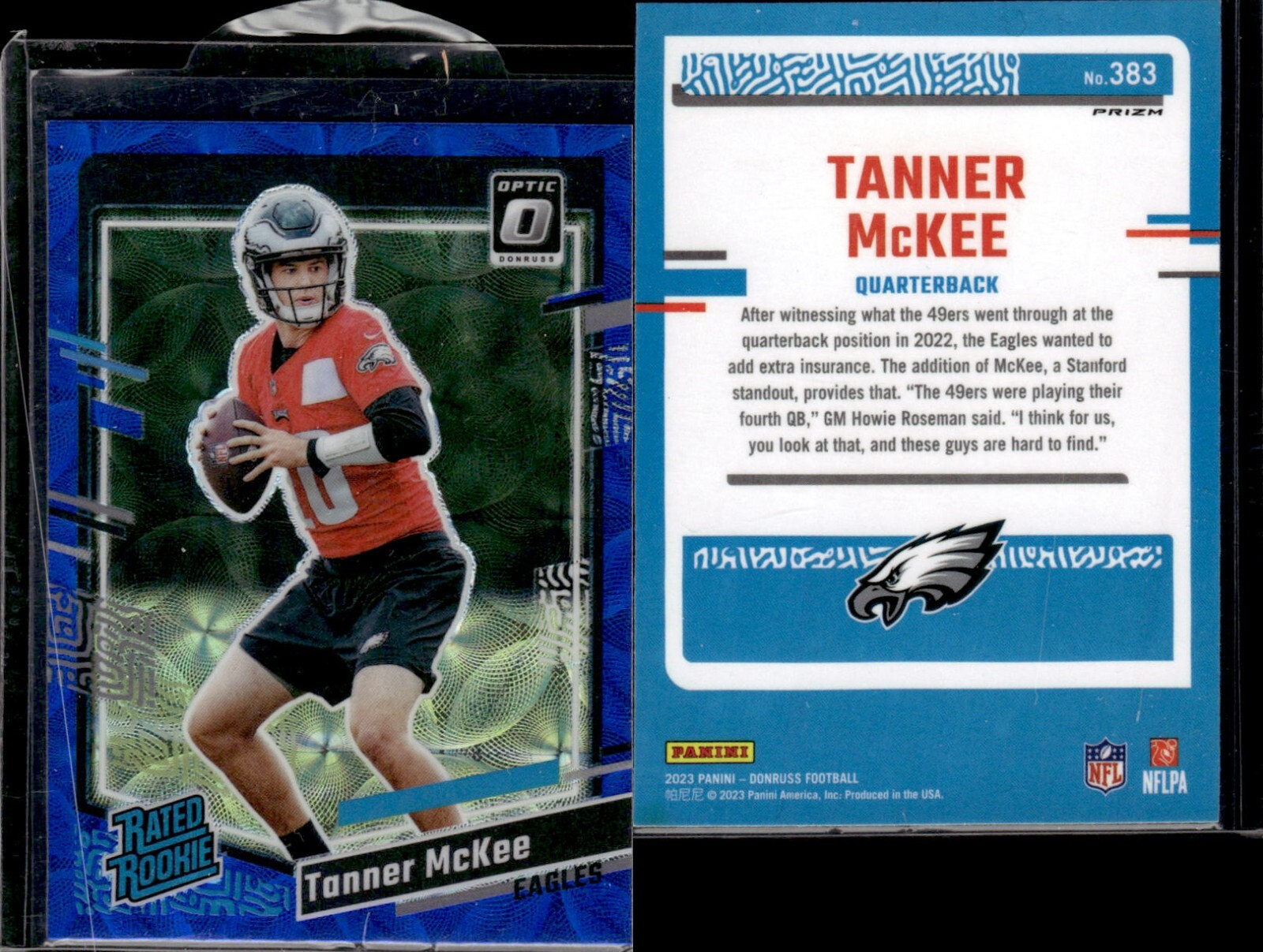 2023 Panini Donruss Tanner McKee SSP Rated Rookie Autographs Blue Eagles RC #383