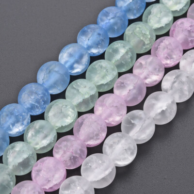 Glasperlen Matt 4/6/8/10mm Runde Bunt Crash Glas Crackle Perlen Beads - Wählbar