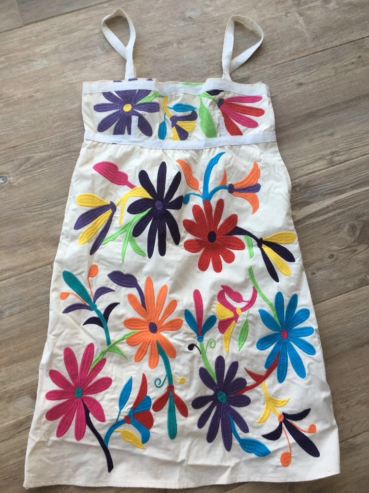 127. Abito Tory Burch arte popolare ricamato floreale us intime ottimeioni c