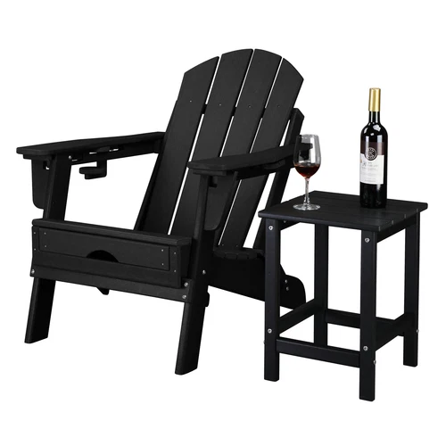 36*36*47cm Single Layer Square HDPE Side Table Black - Picture 15 of 23