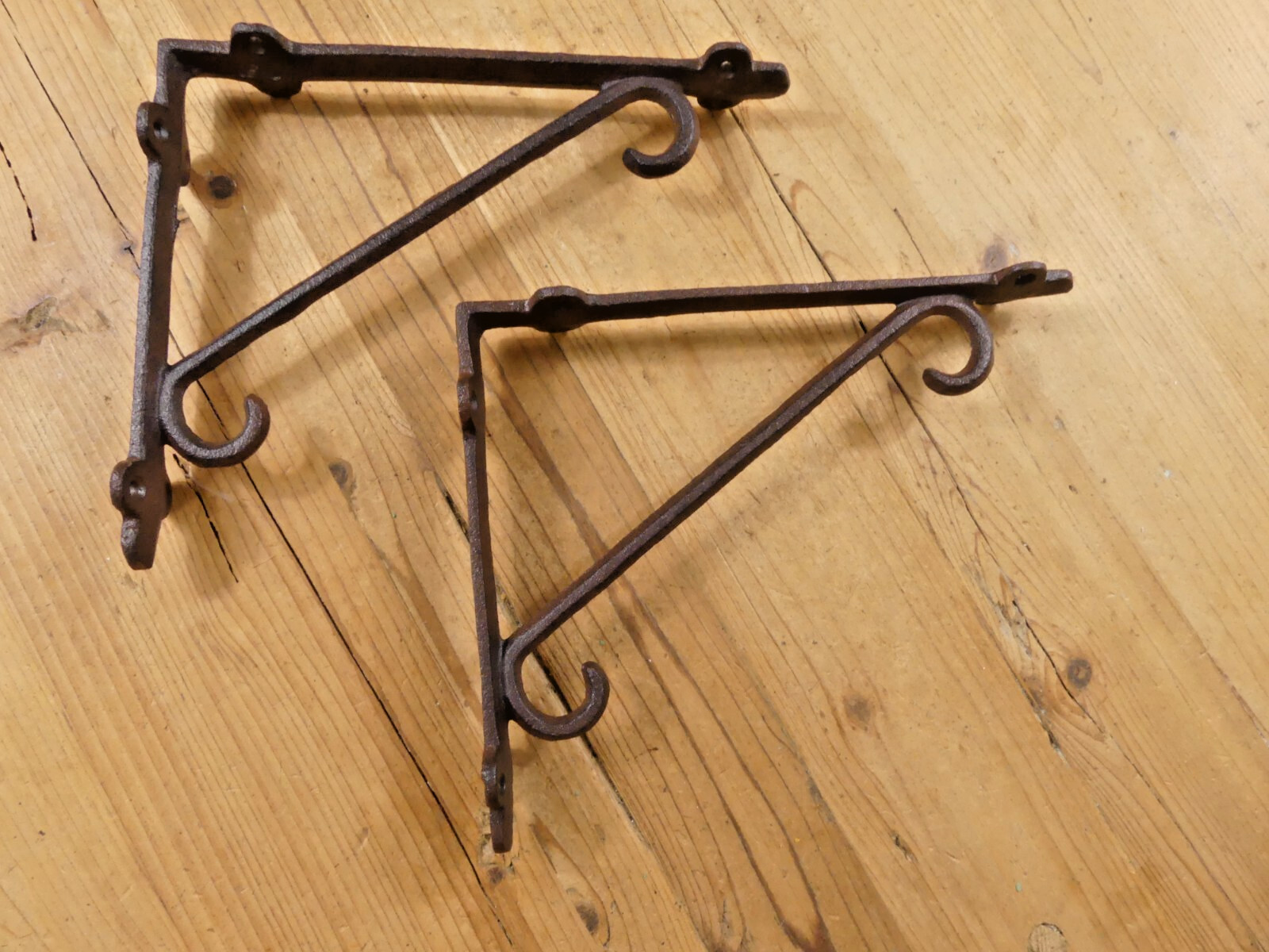 6 PCS CAST IRON SHELF BRACKETS CORNER BRACE CORBELS PLANT HOOKS LARGE RUSTIC