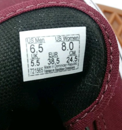 VANS OFF THE WALL AUTHENTIC SHOES MAROON Unisex 6.5 Mens 8 Womens New - Picture 6 of 6