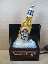 1992 Michelob Golden Draft Beer Light ~ Bottle On Ice ~ 11.5" Tall ~ Tested